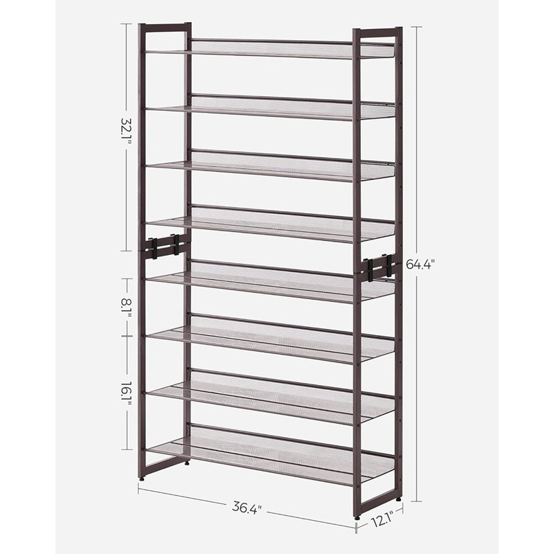 Wayfair 32-40 Pair Stackable Shoe Rack With Adjustable Flat Or Angled Shelves