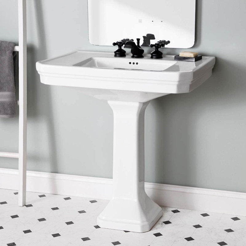Wayfair 32 Inch Pedestal Sink - 8 Inch Faucet Drillings - White CHC1315M