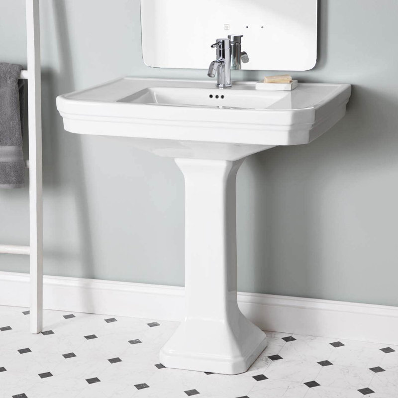 Wayfair 32 Inch Pedestal Sink - Single Hole Faucet Drilling - White CHC13151M