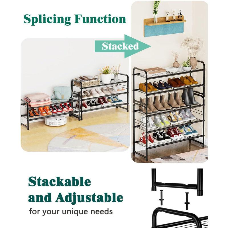 Wayfair 32'' Wide 2-Tier Wire Grid Shoe Rack For Closet Stackable And Adjustable Shoe Shelf