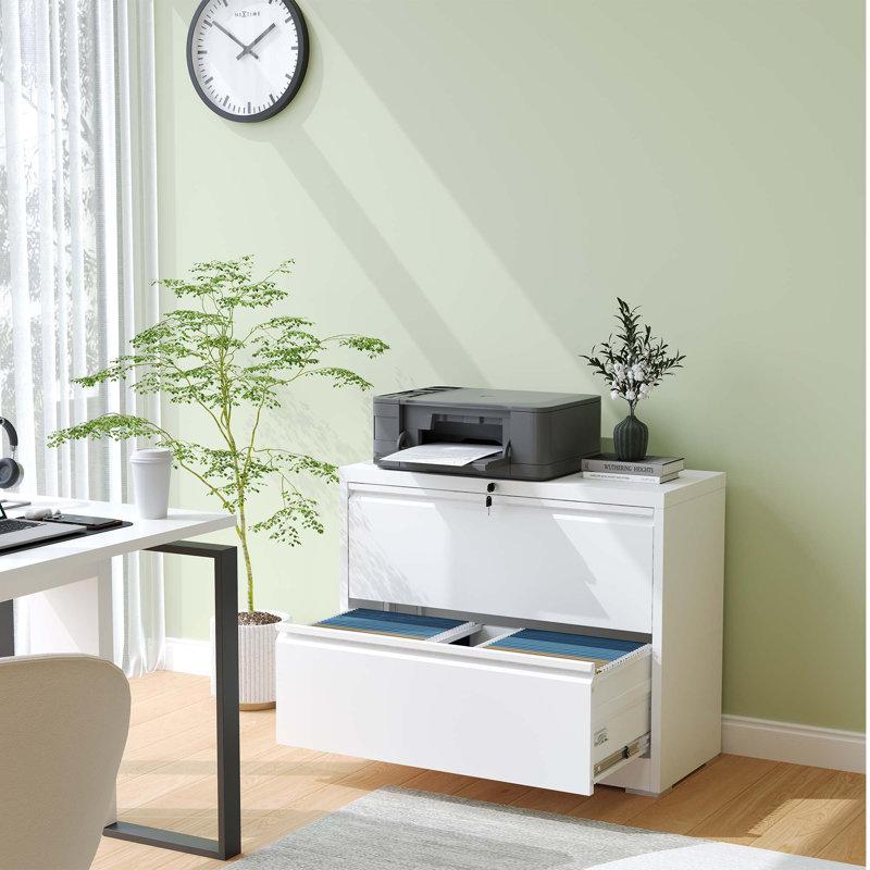 Wayfair 35.43"W 2-Drawer Locking Metal Lateral File Cabinet - Heavy-Duty Home Office Storage For A4/Letter/Legal/F4