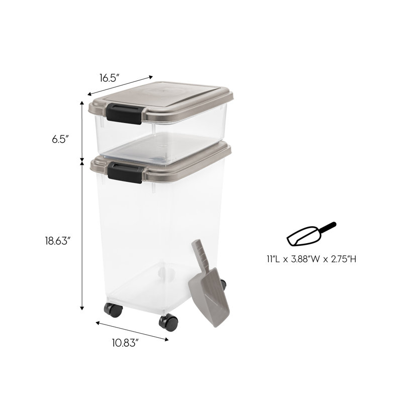 Wayfair 35 Lbs. WeatherPro Airtight Stackable Pet Food Storage Container Combo With Scoop & Treat Box