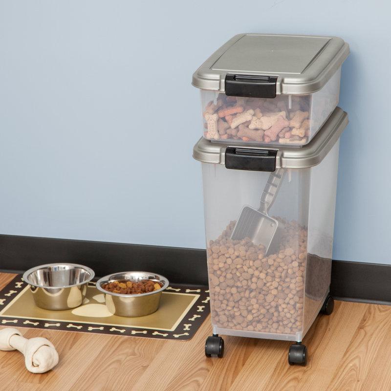 Wayfair 35 Lbs. WeatherPro Airtight Stackable Pet Food Storage Container Combo with Scoop & Treat Box