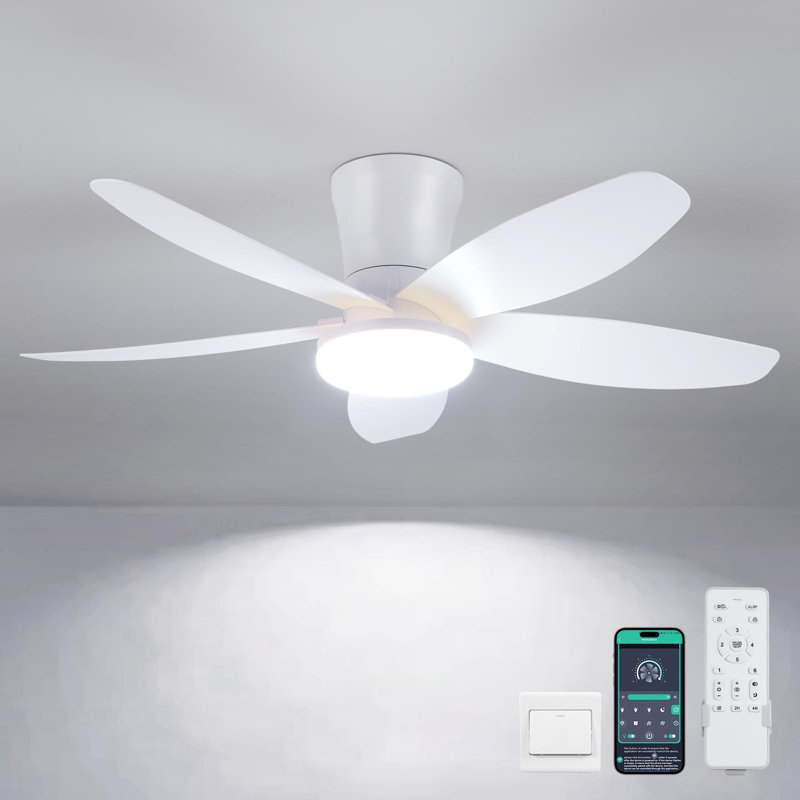 Wayfair 36/42/48" Flush Mount Low Profile Ceiling Fan With Light And Remote/app Control