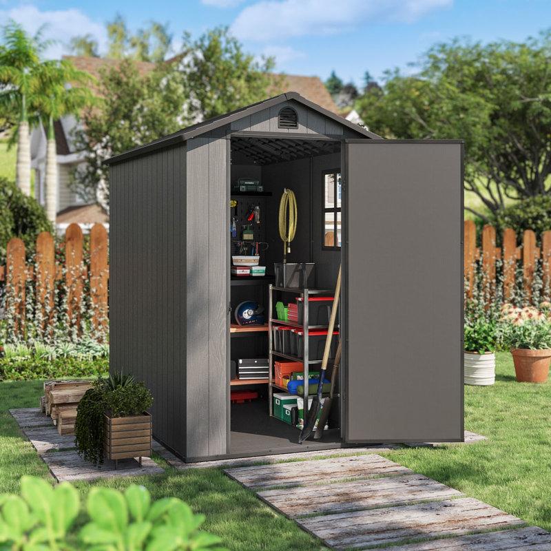 Wayfair 4 Ft. W X 6 Ft. D Plastic Storage Shed With Floor Resin Shed With Window And Lockable Door