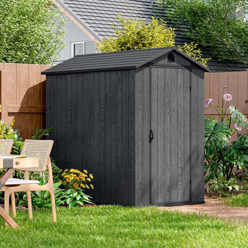 Wayfair 4 Ft. W X 6 Ft. D Plastic Storage Shed With Floor Resin Shed With Window And Lockable Door