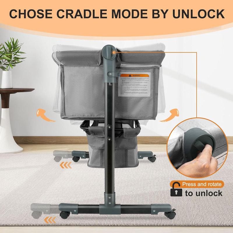 Wayfair 4 In 1 Baby Basinet Bedside Bassinet For Baby Height Adjustable Bassinet Bedside Sleeper With Lockable Wheels & Mosquito Nets