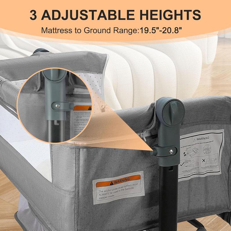 Wayfair 4 In 1 Baby Basinet Bedside Bassinet For Baby Height Adjustable Bassinet Bedside Sleeper With Lockable Wheels & Mosquito Nets