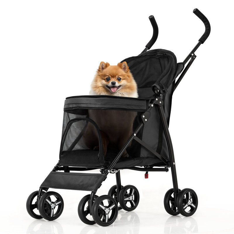 Wayfair 4 Wheel Folding Pet Stroller Foldable Dog Jogger Stroller With Adjustable Canopy And Mesh Window