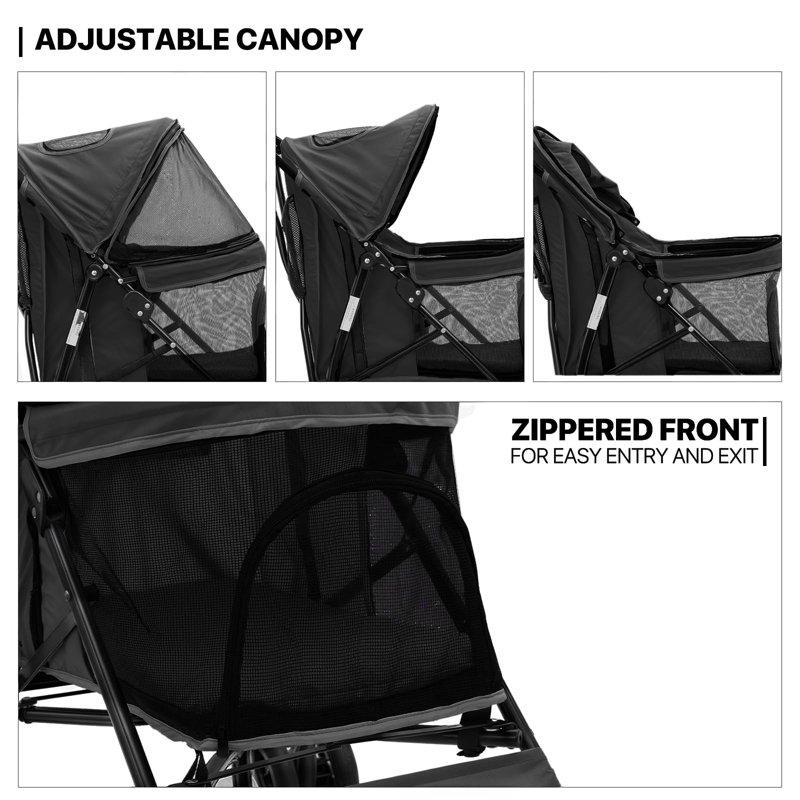 Wayfair 4 Wheels Pet Stroller Easy-Fold Puppy Cage Jogger Stroller With Sun Cover
