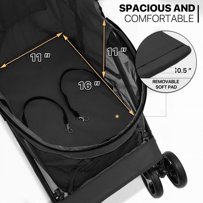 Wayfair 4 Wheels Pet Stroller Easy-Fold Puppy Cage Jogger Stroller With Sun Cover