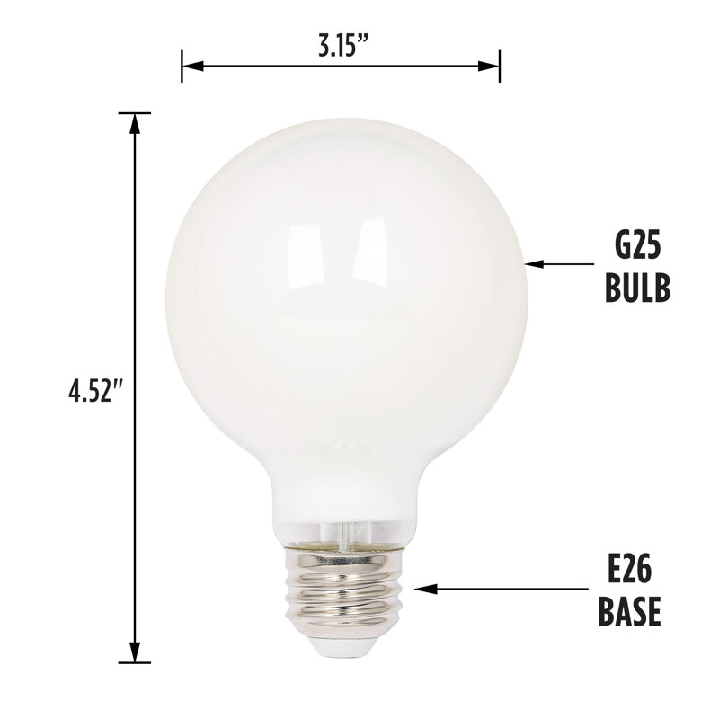 Wayfair 40 Watt Equivalent G25 E26/Medium (Standard) Dimmable 2700K LED Bulb (Set Of 6) 5017220