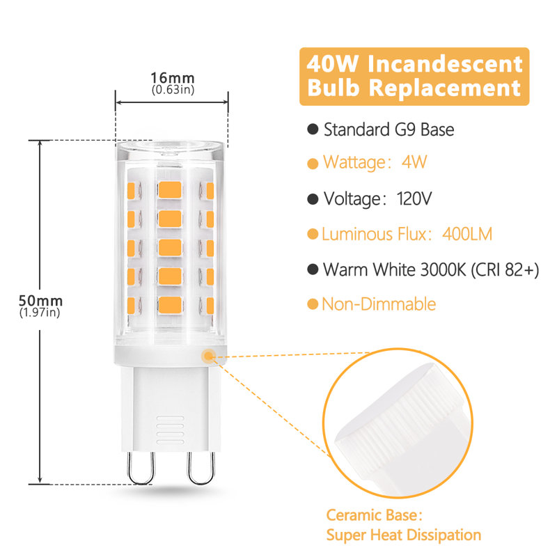 Wayfair 40 Watt Equivalent G9 G9/Bi-pin LED Bulb (Set Of 15) WF-GD05502G9-15