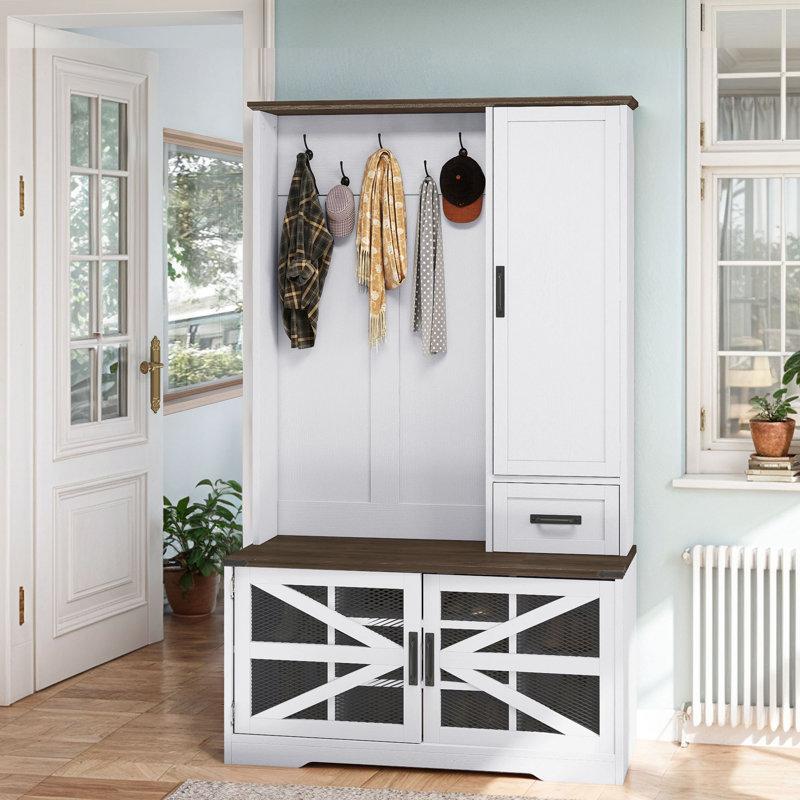 Wayfair 43" Wide Hall Tree With Bench And Shoe Storage