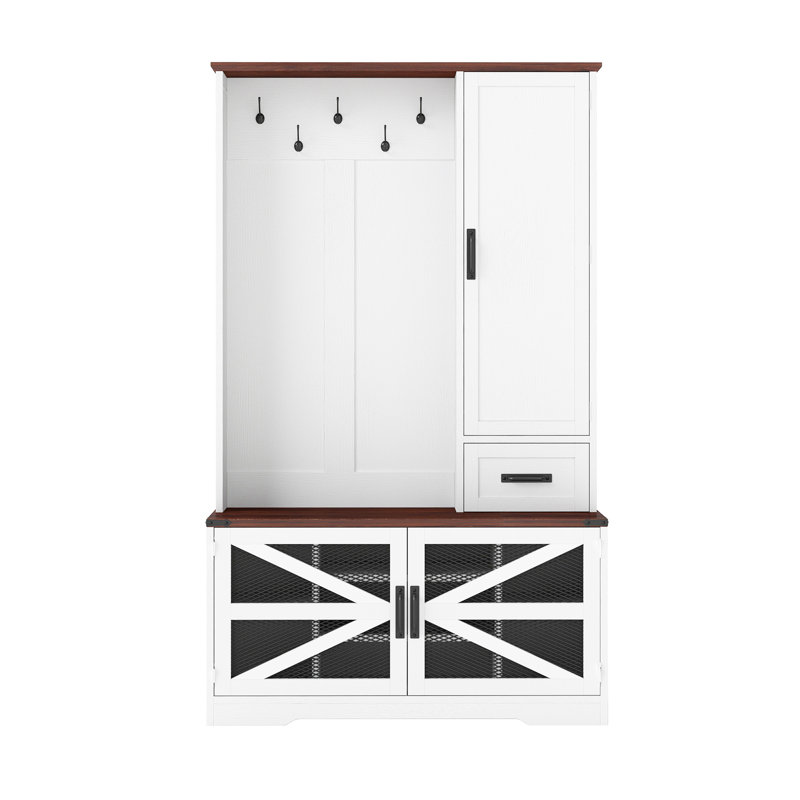 Wayfair 43" Wide Hall Tree With Bench And Shoe Storage