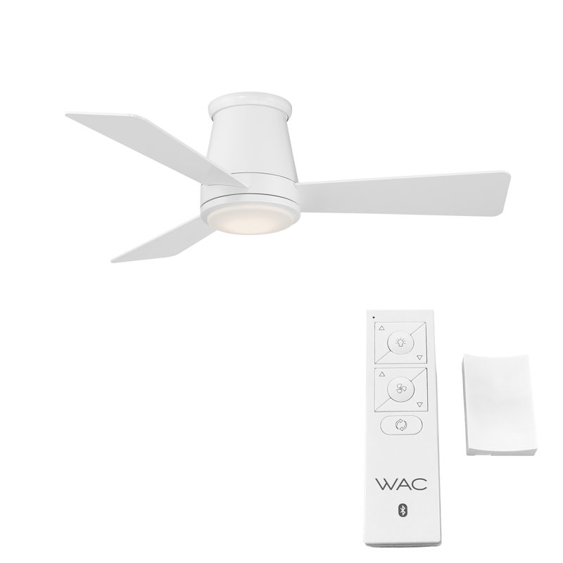 Wayfair 44" Hug 3 - Blade Smart Flush Mount Ceiling Fan With Remote Control And Dimmable LED Light Kit Included Works With Google Assistant Amazon Alexa Samsung Smart Things