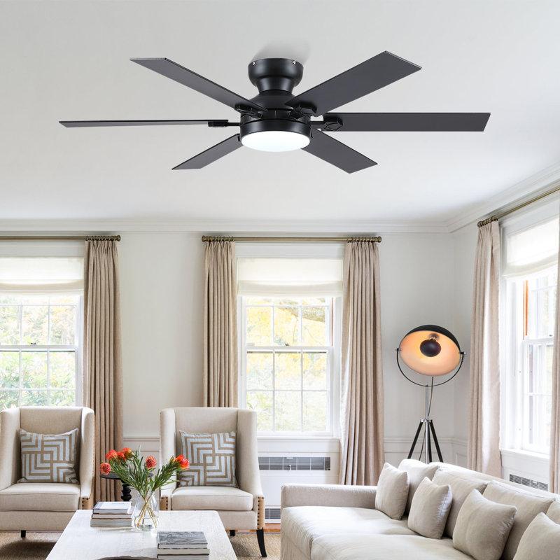 Wayfair 46/52" Low Profile Ceiling Fan 6-Blade With Lights Remote Modern 3 Colors 6 Speeds Flush Mount Reversible DC Motor