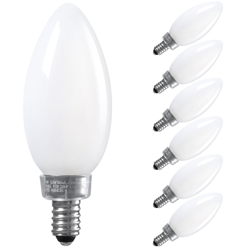 Wayfair 5.5 W (60W Equivalent) C11 LED Dimmable Light Bulb E12/Candelabra Base 2700K Soft White Milky White (Set Of 6) XL1C11-4WFB27D-6P