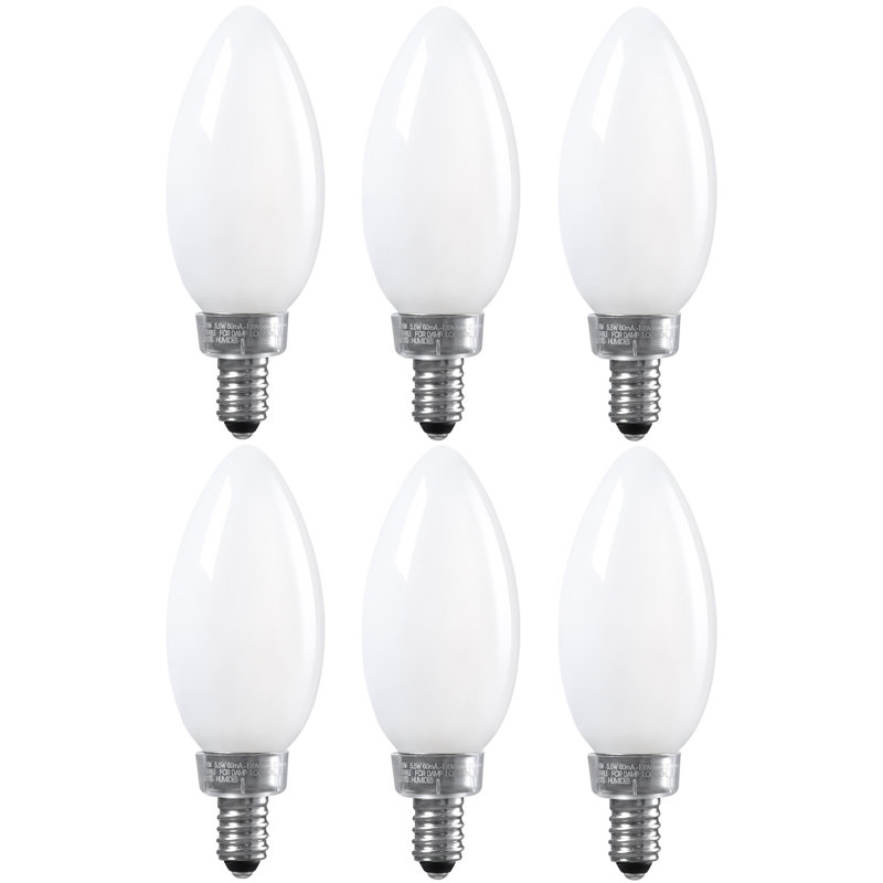 Wayfair 5.5 W (60W Equivalent) C11 LED Dimmable Light Bulb E12/Candelabra Base 2700K Soft White Milky White (Set Of 6) XL1C11-4WFB27D-6P