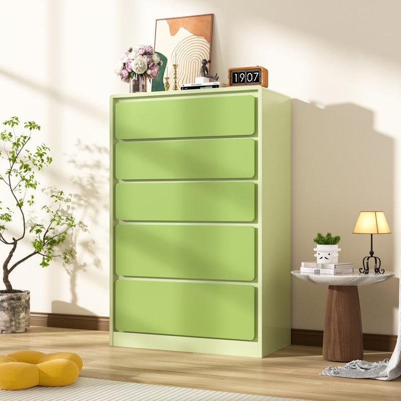 Wayfair 5-Drawer Dresser With Round Corner In Green