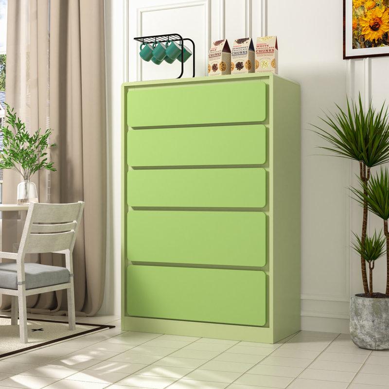 Wayfair 5-Drawer Dresser with Round Corner in Green