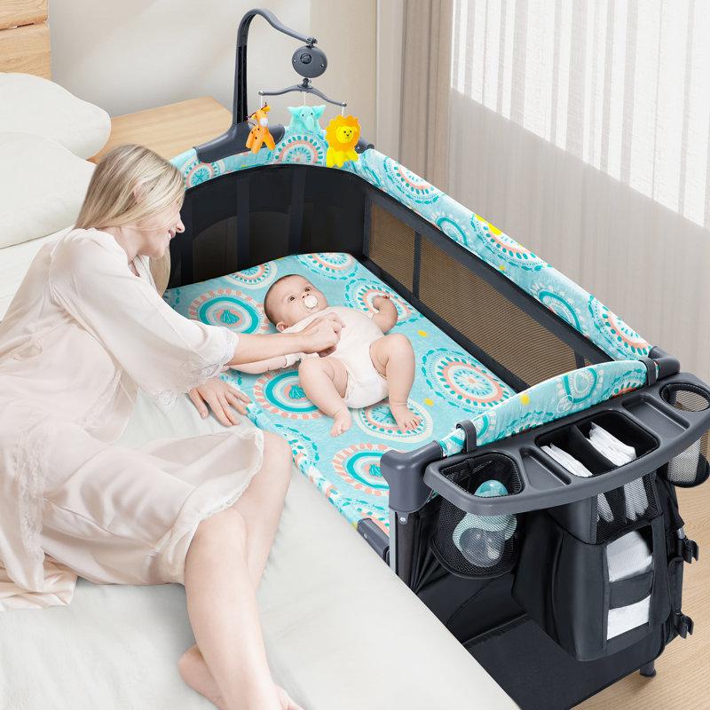 Wayfair 5-in-1 Baby Bassinet Bedside Crib With Mattress Detachable Changing Table And Carry Bag Foldable Portable Playard For Newborn Toddlers
