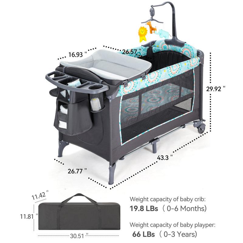 Wayfair 5-in-1 Baby Bassinet Bedside Crib With Mattress Detachable Changing Table And Carry Bag Foldable Portable Playard For Newborn Toddlers