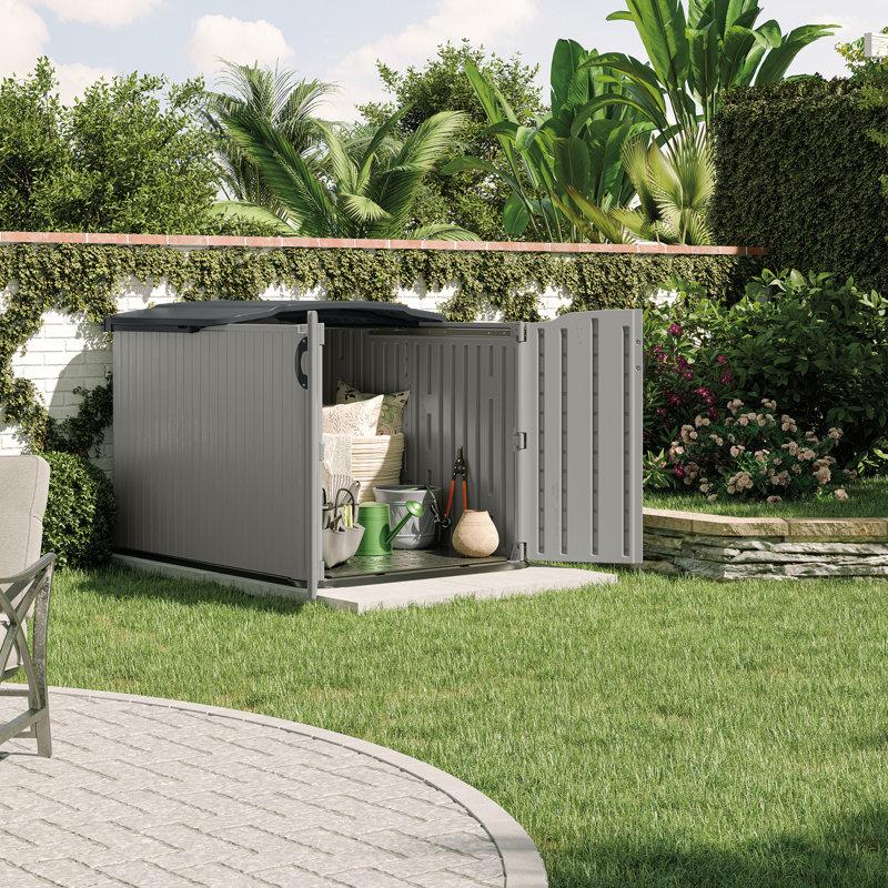 Wayfair 57.5 In. W X 79.75 In. D Glidetop Horizontal All-Weather Outdoor Storage Shed