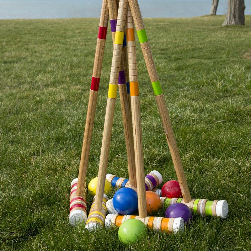 Wayfair 6-Player Croquet Set - Outdoor Games With Wood Mallets Balls Posts Wickets And Carry Case - Vintage Yard Games For Adults And Kids By Hey Play
