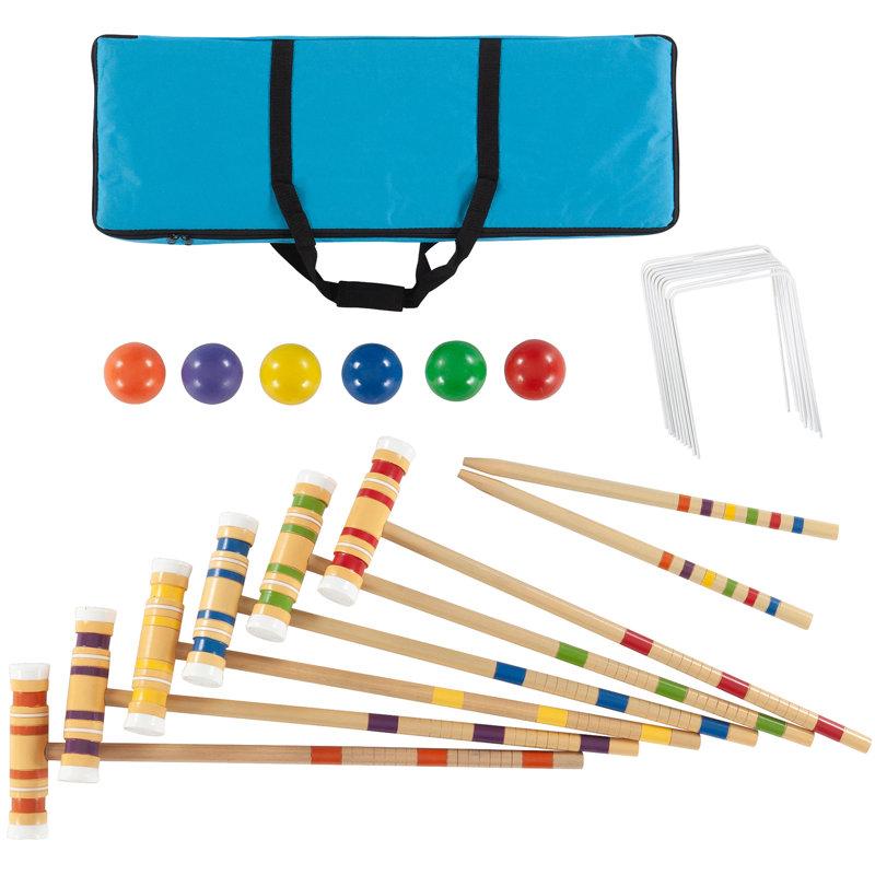Wayfair 6-Player Croquet Set - Outdoor Games With Wood Mallets Balls Posts Wickets And Carry Case - Vintage Yard Games For Adults And Kids By Hey Play