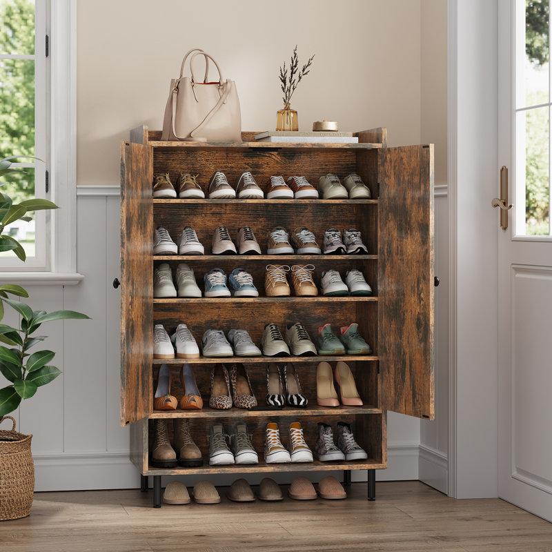 Wayfair 6-Tier 24 Pairs Shoe Cabinet With Doors And Adjustable Shelves For Entryway
