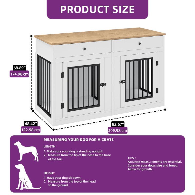 Wayfair 60"W Wooden Large Double Dog Crate Furniture With Removable Divider Drawers