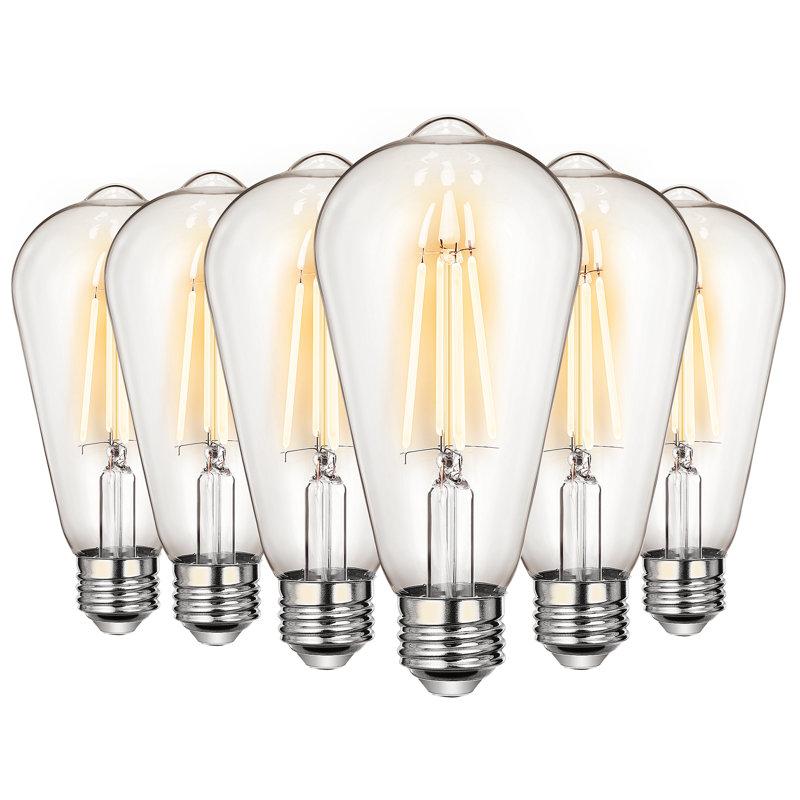 Wayfair 60 Watt Equivalent ST64 E26/Medium (Standard) Dimmable 2700K LED Bulb (Set of 6) HDST64A