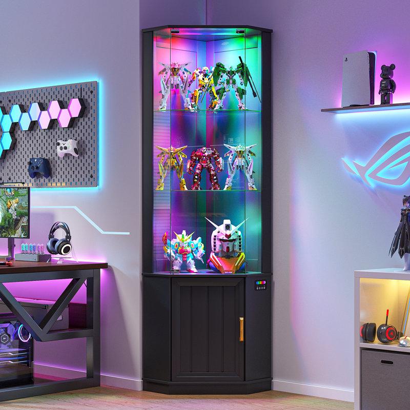 Wayfair 69'' H Corner Cabinet With Colorful Lights Adjustable Shelves