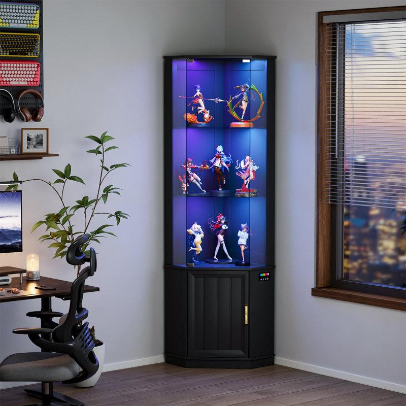 Wayfair 69'' H Corner Cabinet With Colorful Lights Adjustable Shelves