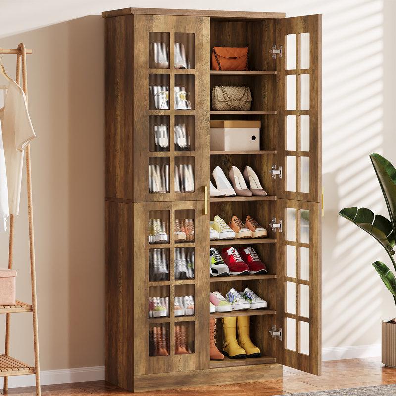 Wayfair 71'' Tall Shoe Cabinet With Doors 8-tier Shoe Storage Cabinet With Adjustable Shelves