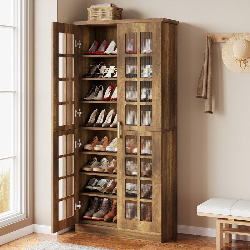 Wayfair 71'' Tall Shoe Cabinet With Doors 8-tier Shoe Storage Cabinet With Adjustable Shelves