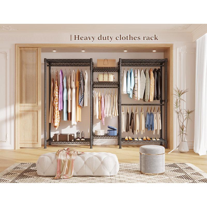 Wayfair 77" Clothes Rack Metal Clothing Rack Loads 725 Lbs Adjustable Garment Rack Portable Closet Racks