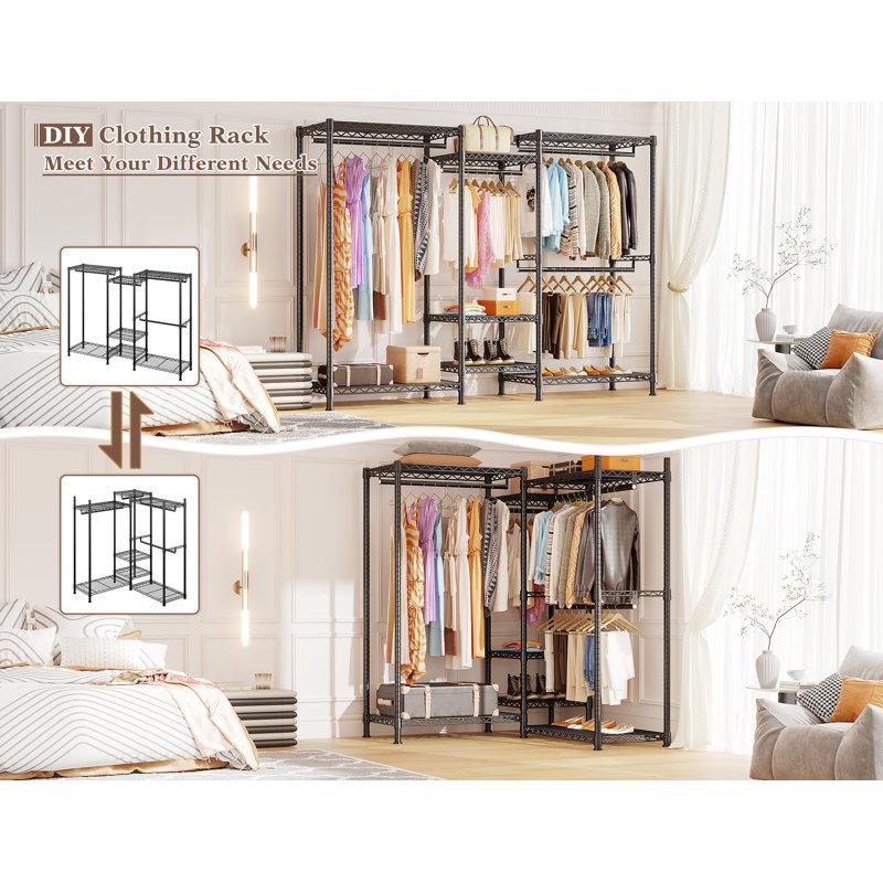 Wayfair 77" Clothes Rack Metal Clothing Rack Loads 725 Lbs Adjustable Garment Rack Portable Closet Racks