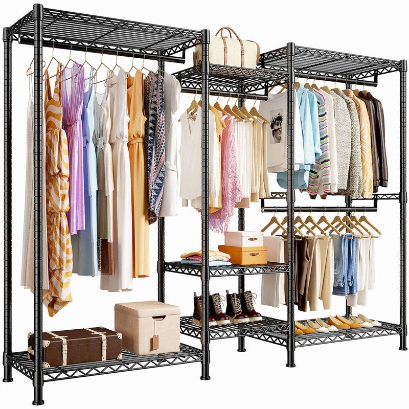 Wayfair 77" Clothes Rack Metal Clothing Rack Loads 725 lbs Adjustable Garment Rack Portable Closet Racks