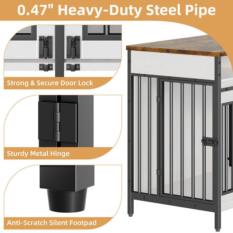 Wayfair 78.74'' Double Dog Crate Furniture With Removable Divider And 4 Compartments