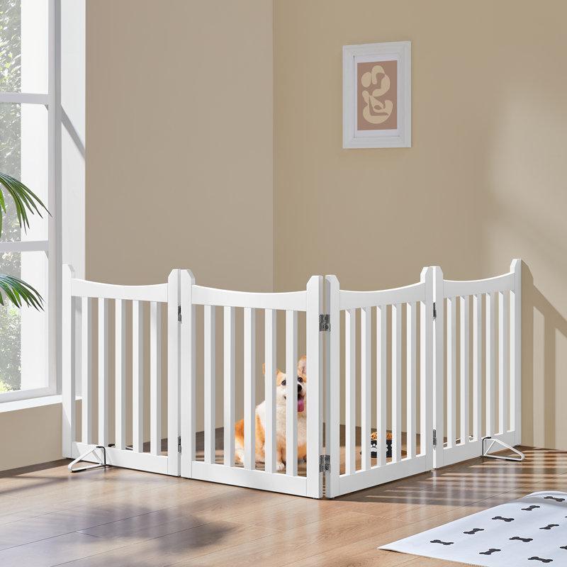 Wayfair 79.5" Long And 24" Tall Freestanding Wooden Dog Gate (Set Of 4)
