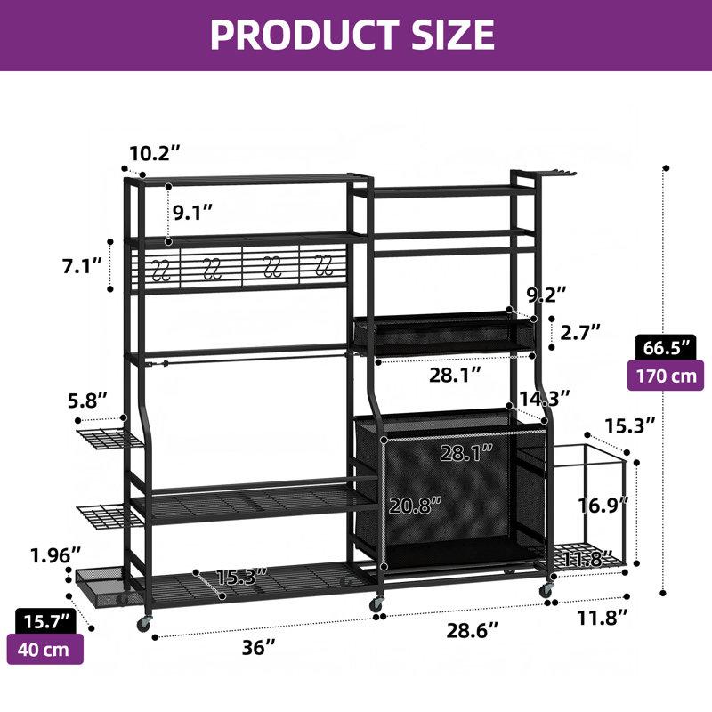Wayfair 85" 3 Golf Bags Storage Stand With Wheels Multi-Use Sports Rack