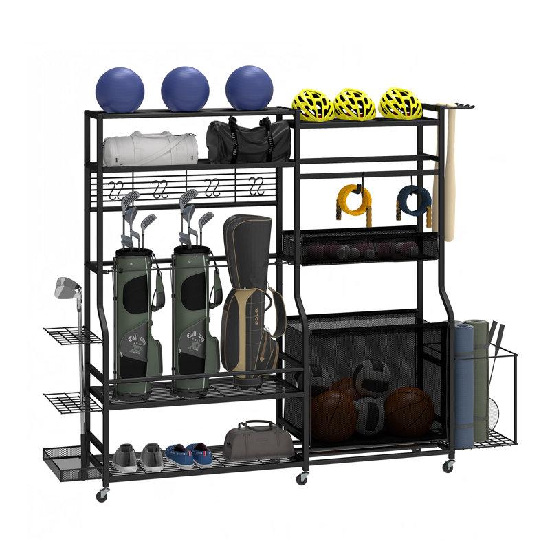 Wayfair 85" 3 Golf Bags Storage Stand With Wheels Multi-Use Sports Rack