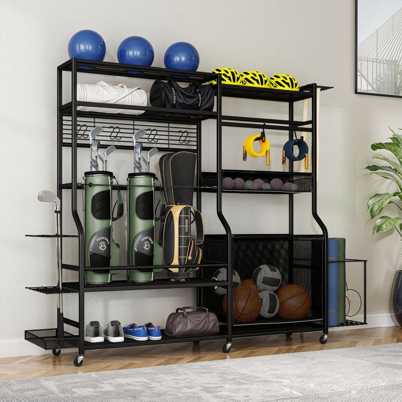 Wayfair 85" 3 Golf Bags Storage Stand With Wheels Multi-Use Sports Rack