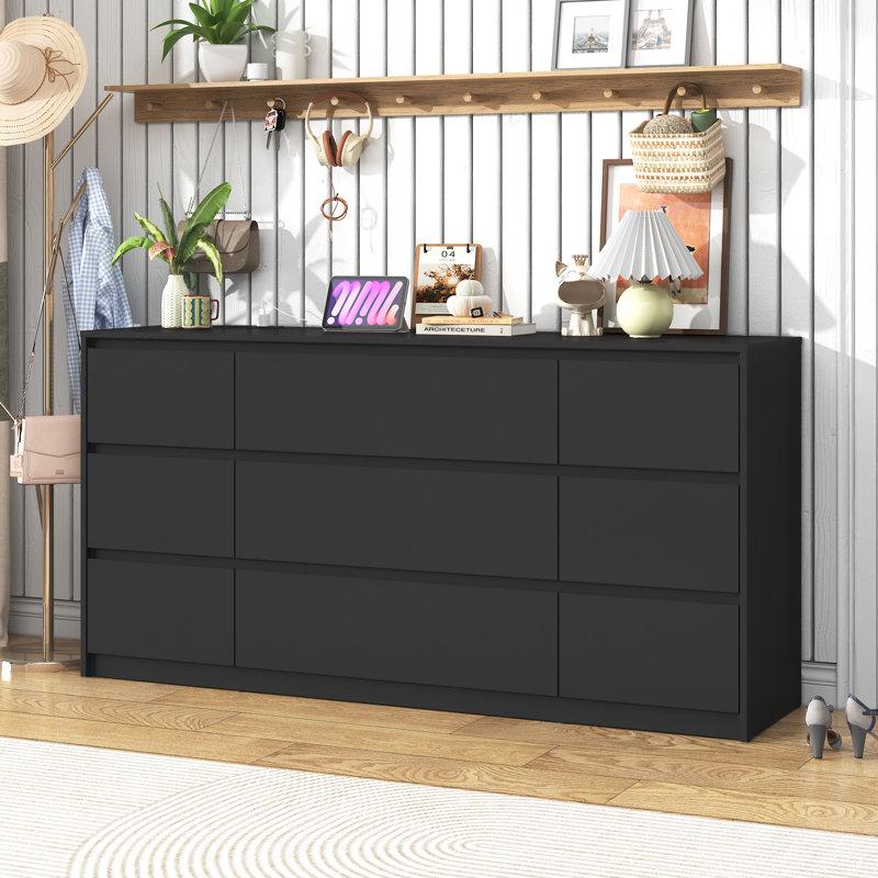 Wayfair 9 - Drawer 63.1" Dresser With 2 Sockets 2 USB Ports And 1 Fast-Charging Type-C Port