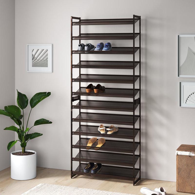 Wayfair Abbi 48-60 Pair Stackable Shoe Rack With Adjustable Flat Or Angled Shelves