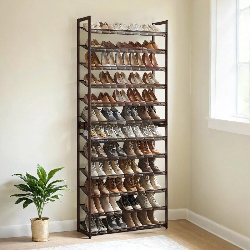 Wayfair Abbi 48-60 Pair Stackable Shoe Rack With Adjustable Flat Or Angled Shelves
