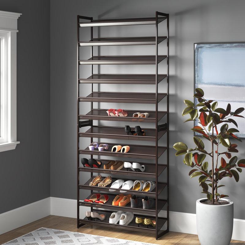 Wayfair Abbi 48-60 Pair Stackable Shoe Rack With Adjustable Flat Or Angled Shelves