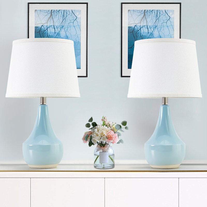 Wayfair Abdullateef 18.58" Ceramic Table Lamp Small Nightstand Lamp Desk Lamp Best Gift for Children (Bulb Included) (Set of 2)